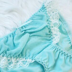 Cute pastel blue white lace bikini panty